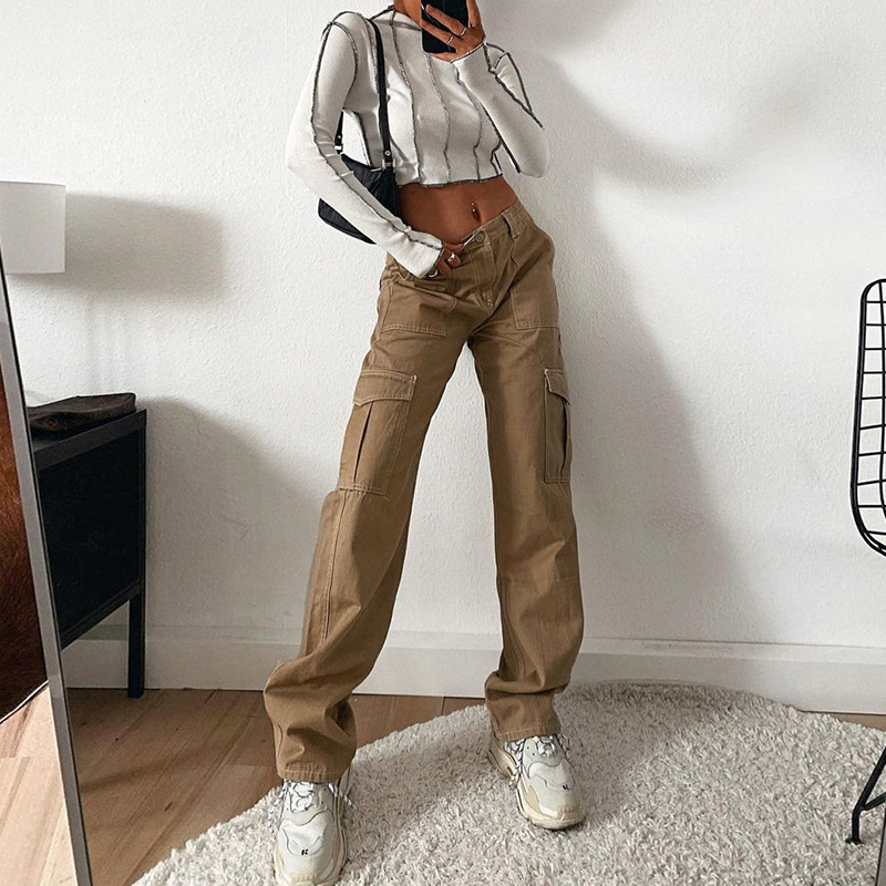 Women's Multi-Pocket Utility Cargo Jeans — High-Waist Straight Leg