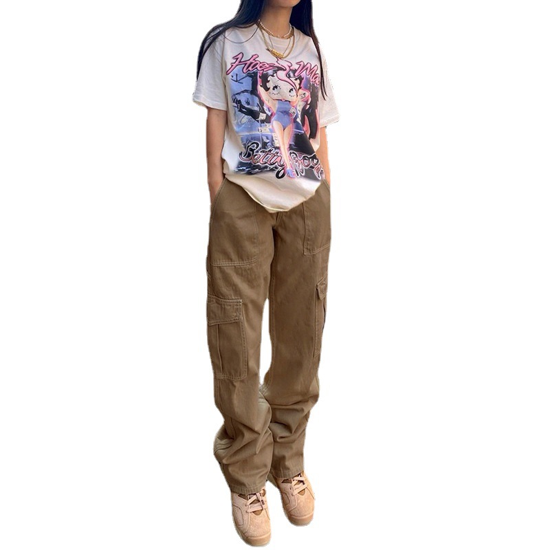 Women's Street Style Multi-Pocket Cargo Jeans — Vintage Straight Leg