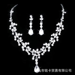 Birthstone Zircon Necklace Earrings Set Stainless Steel