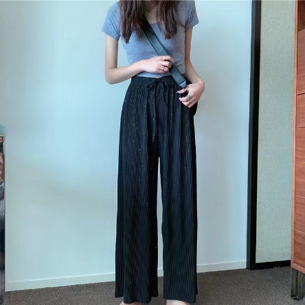 Women's High-Waist Pleated Wide-Leg Trousers