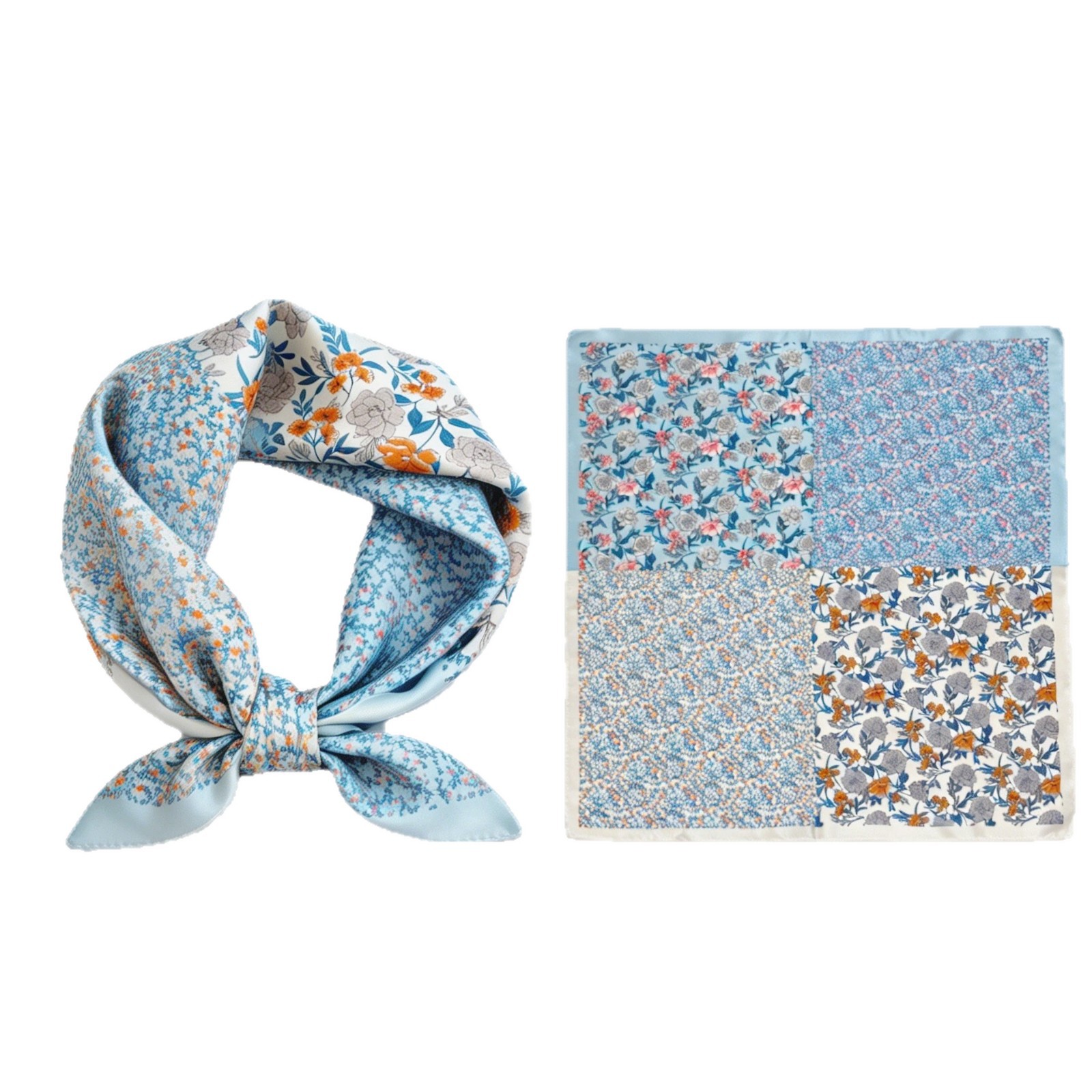 Elegant Satin Silk Scarf - 70cm Paisley Print Square