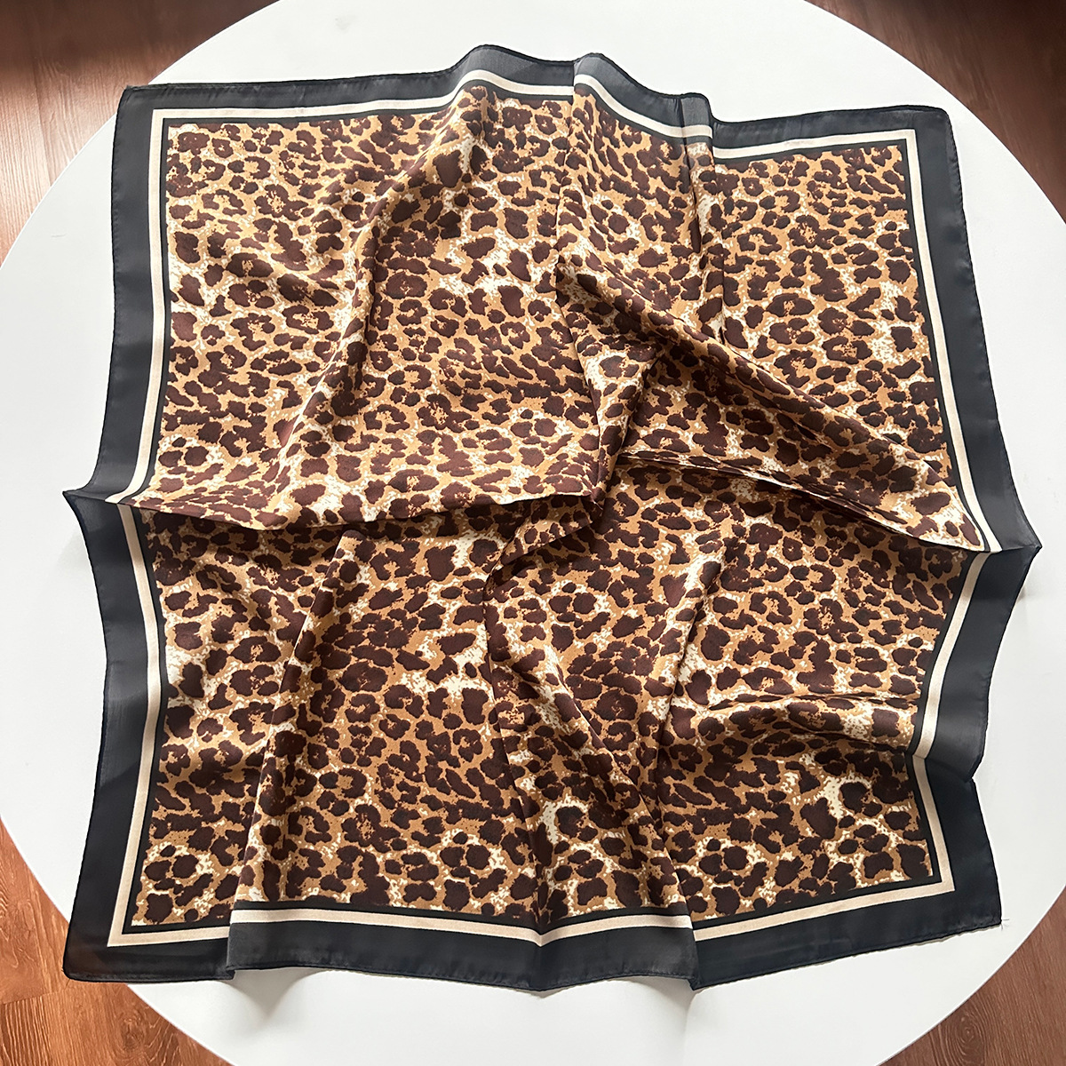 Trendy Leopard Print Square Scarf Bandana Hair Accessory