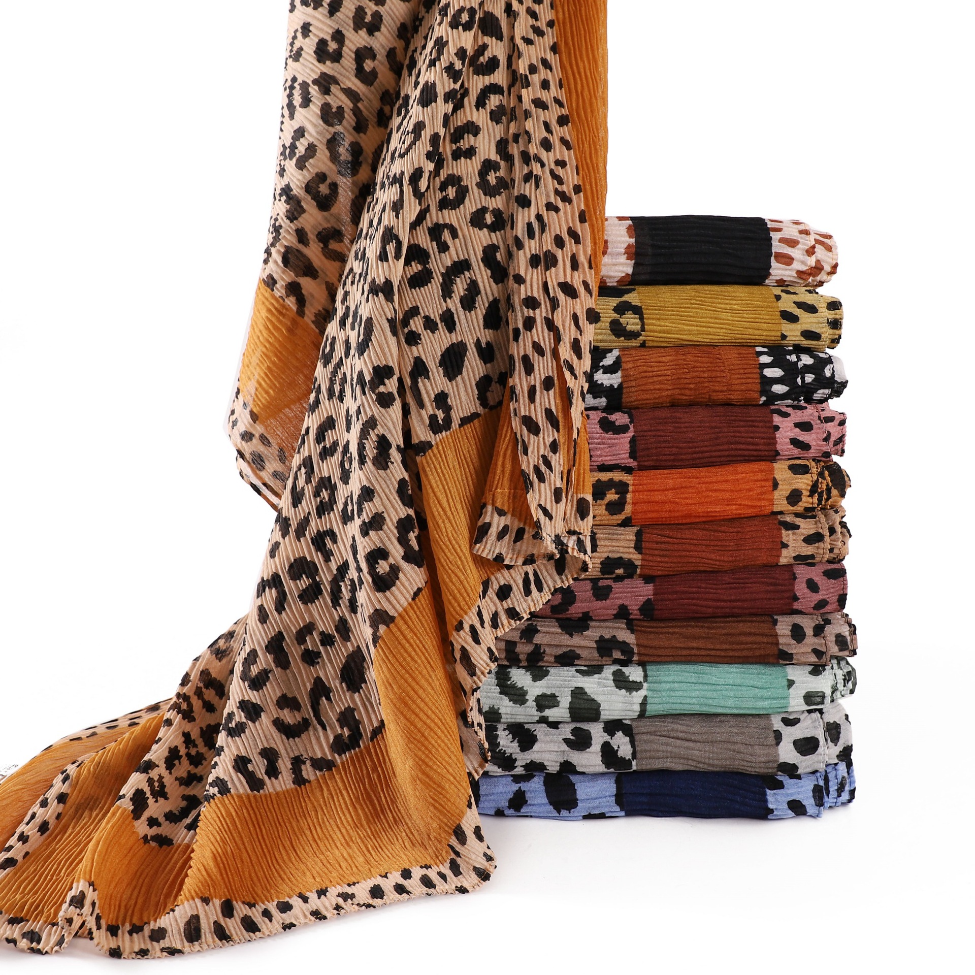 Leopard Print Cotton Square Scarf Vintage Bandana Head Scarf