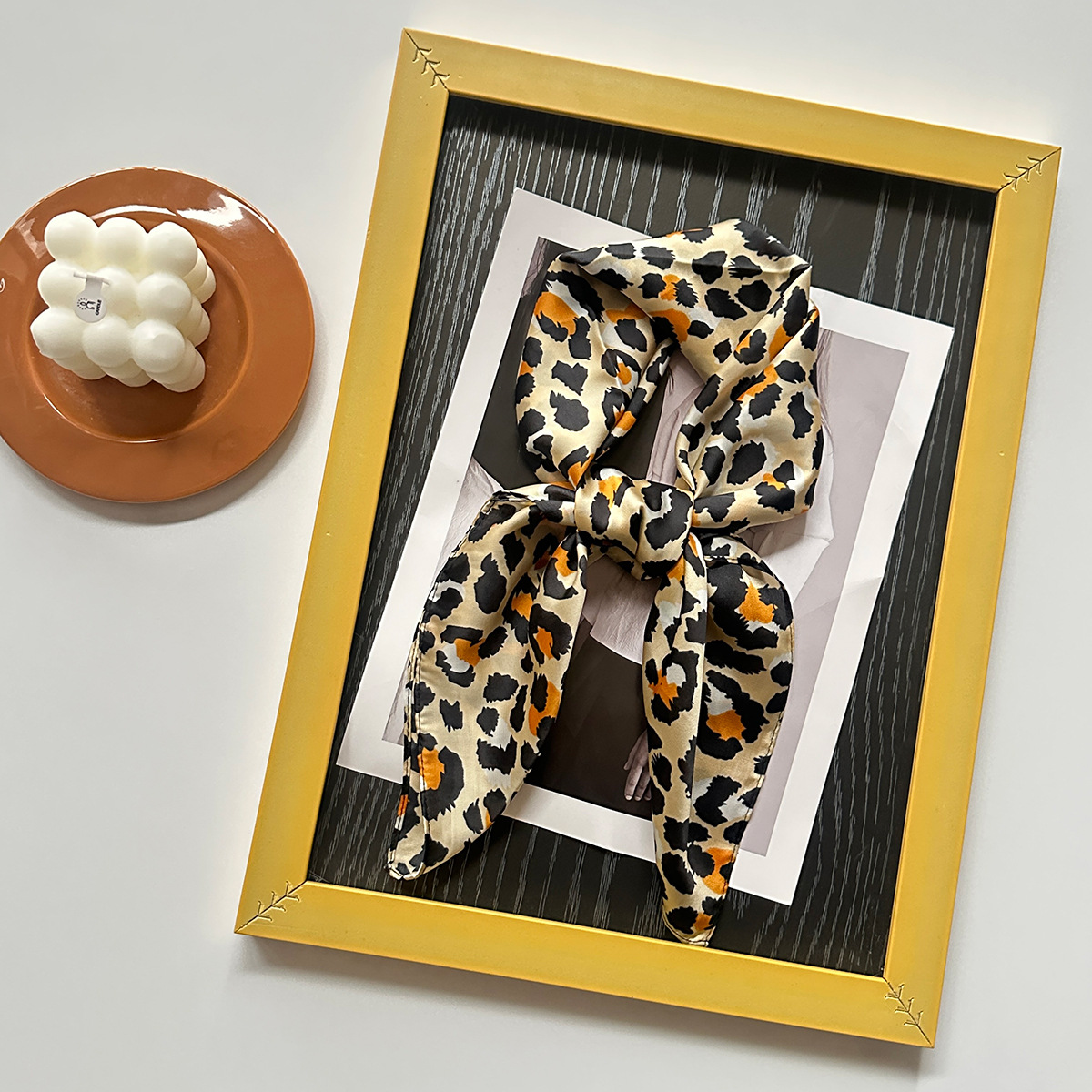 Trendy Leopard Print Square Scarf Bandana Hair Accessory