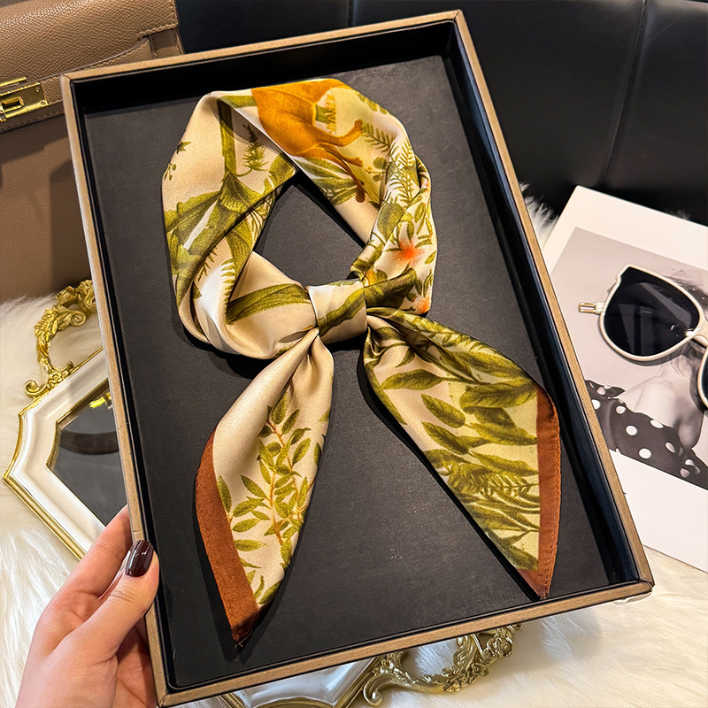 Premium Square Scarf Light Luxury Printed Silk Scarf Hair Accessory