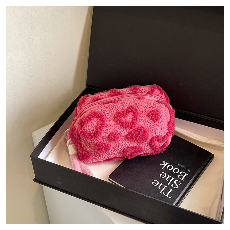 Cute Faux Fur Heart-Shaped Handbag Shoulder Crossbody Bag