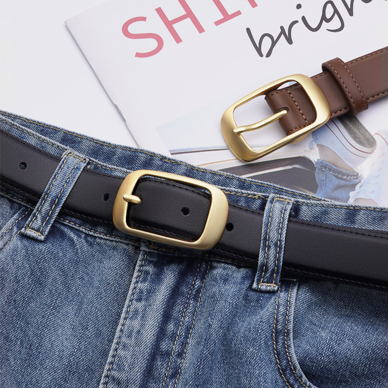 Classic Pin Buckle Jeans Belt Korean Fashion Black Skinny Belt