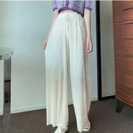 Women's High-Waist Pleated Wide-Leg Trousers