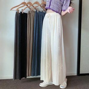 Women's High-Waist Pleated Wide-Leg Trousers