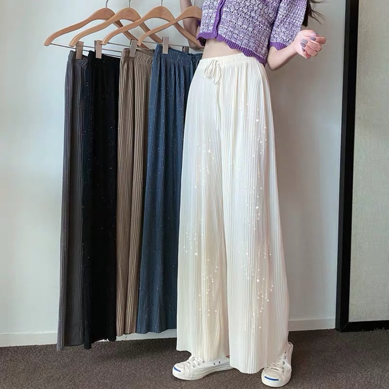 Women's High-Waist Pleated Wide-Leg Trousers