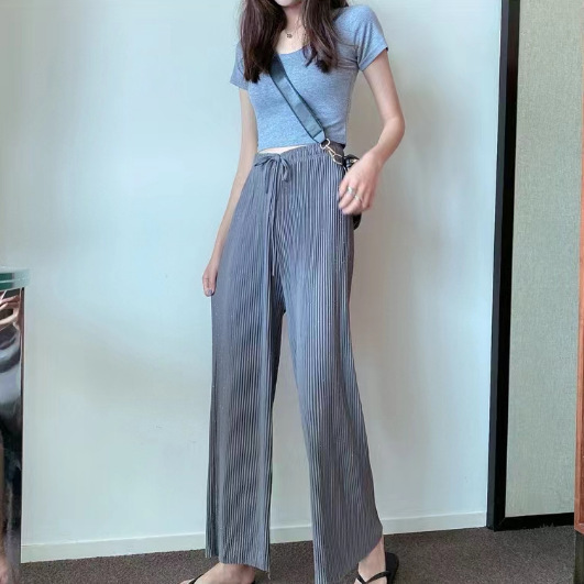 Women's High-Waist Pleated Wide-Leg Trousers