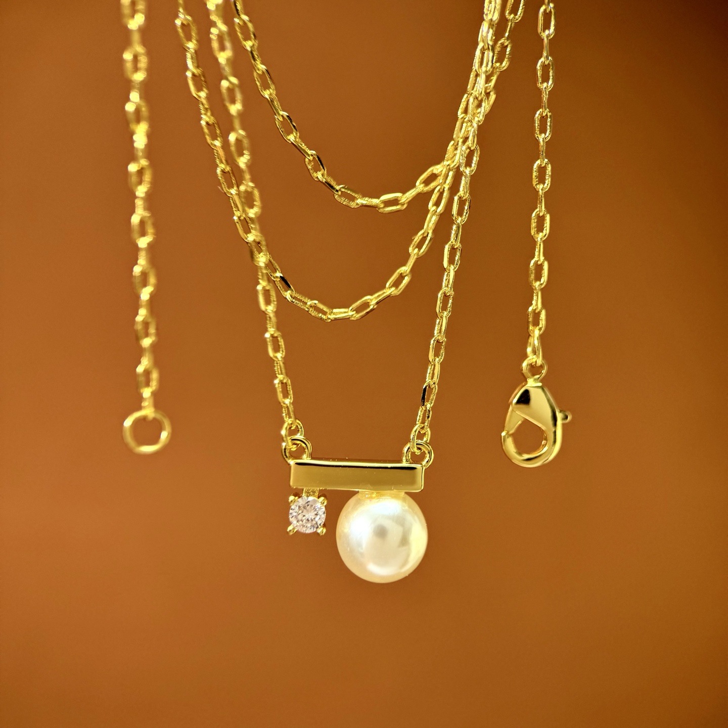 Elegant Pearl Zircon Necklace Bracelet Earrings Jewelry Set