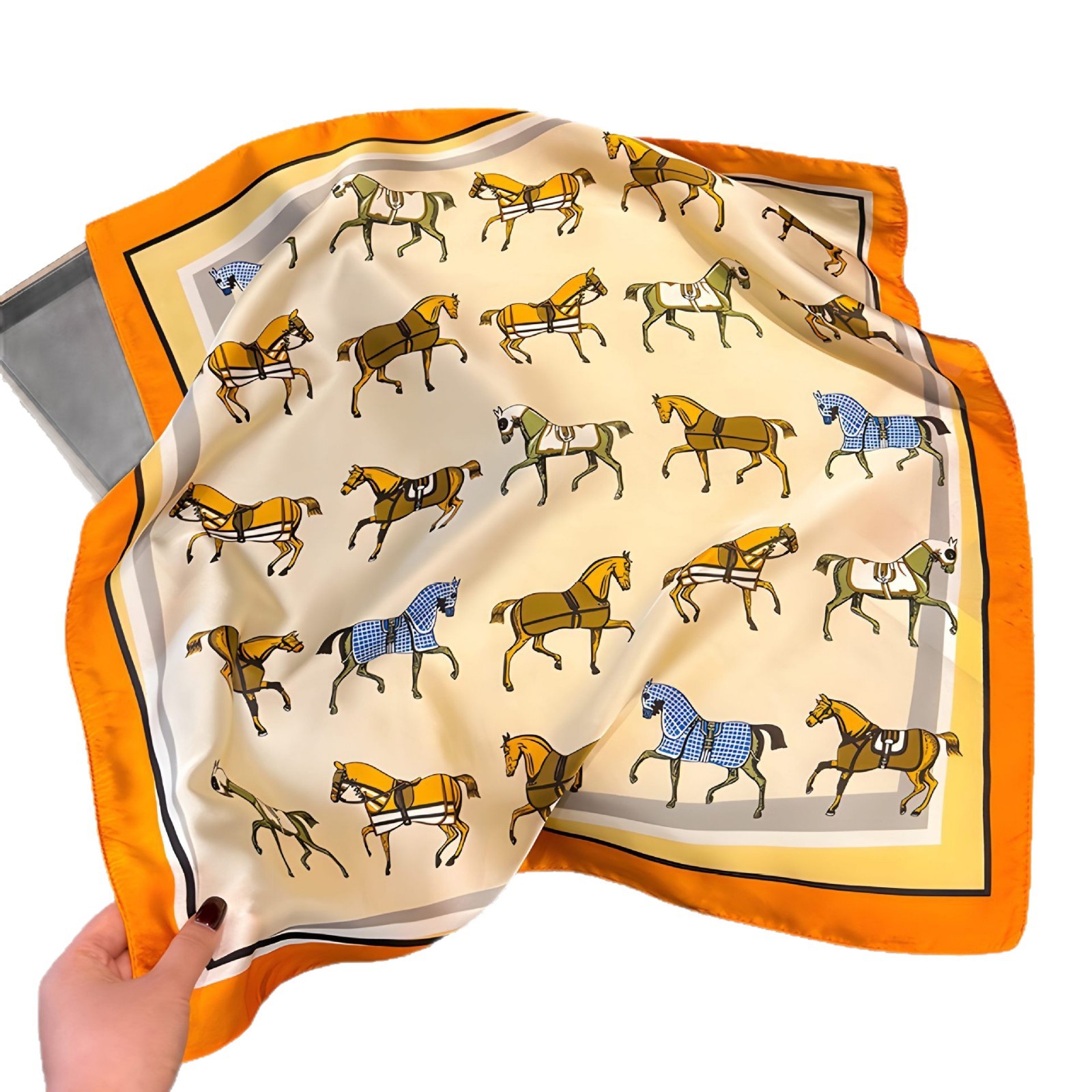 Premium Square Scarf Light Luxury Printed Silk Scarf Hair Accessory