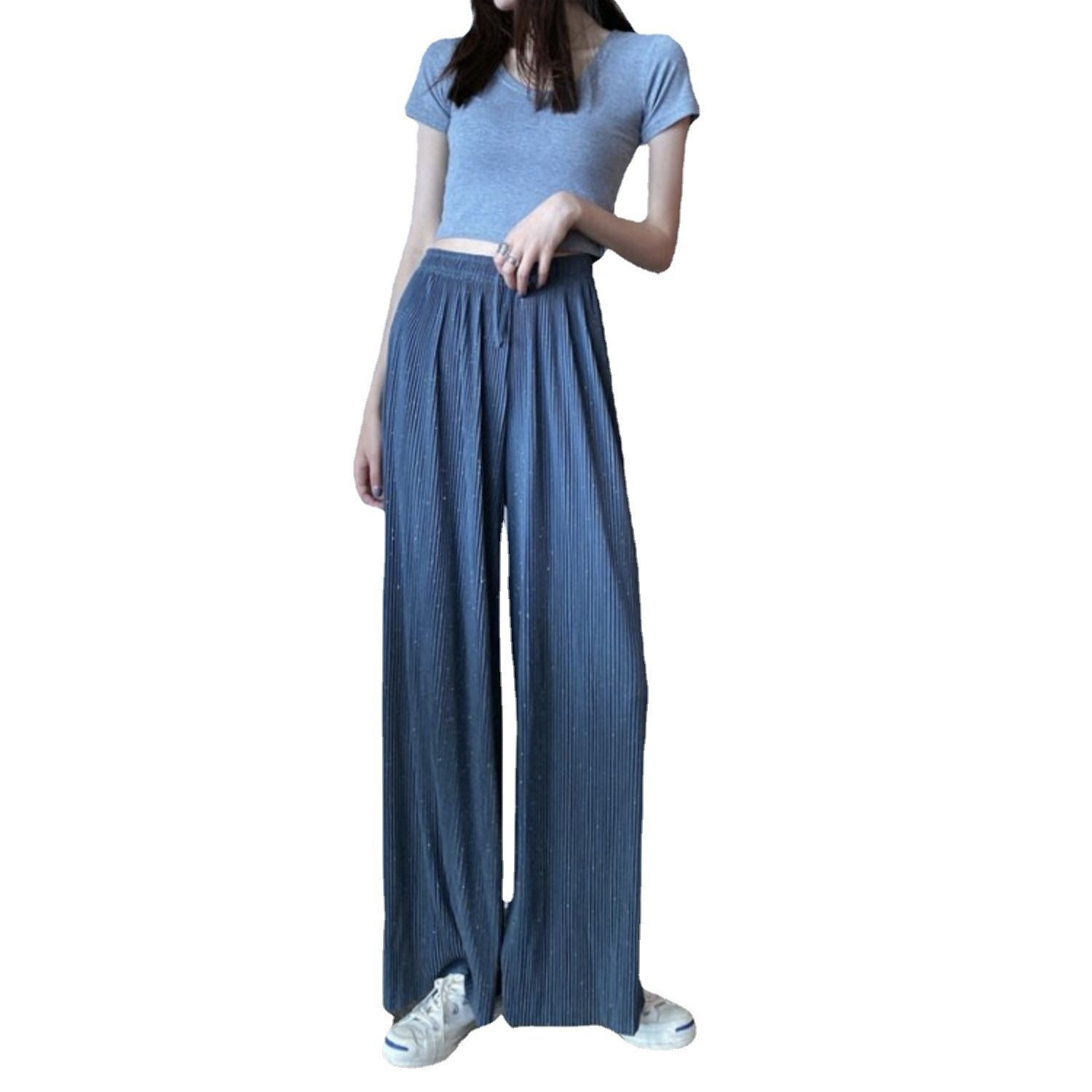 Women's High-Waist Pleated Wide-Leg Trousers