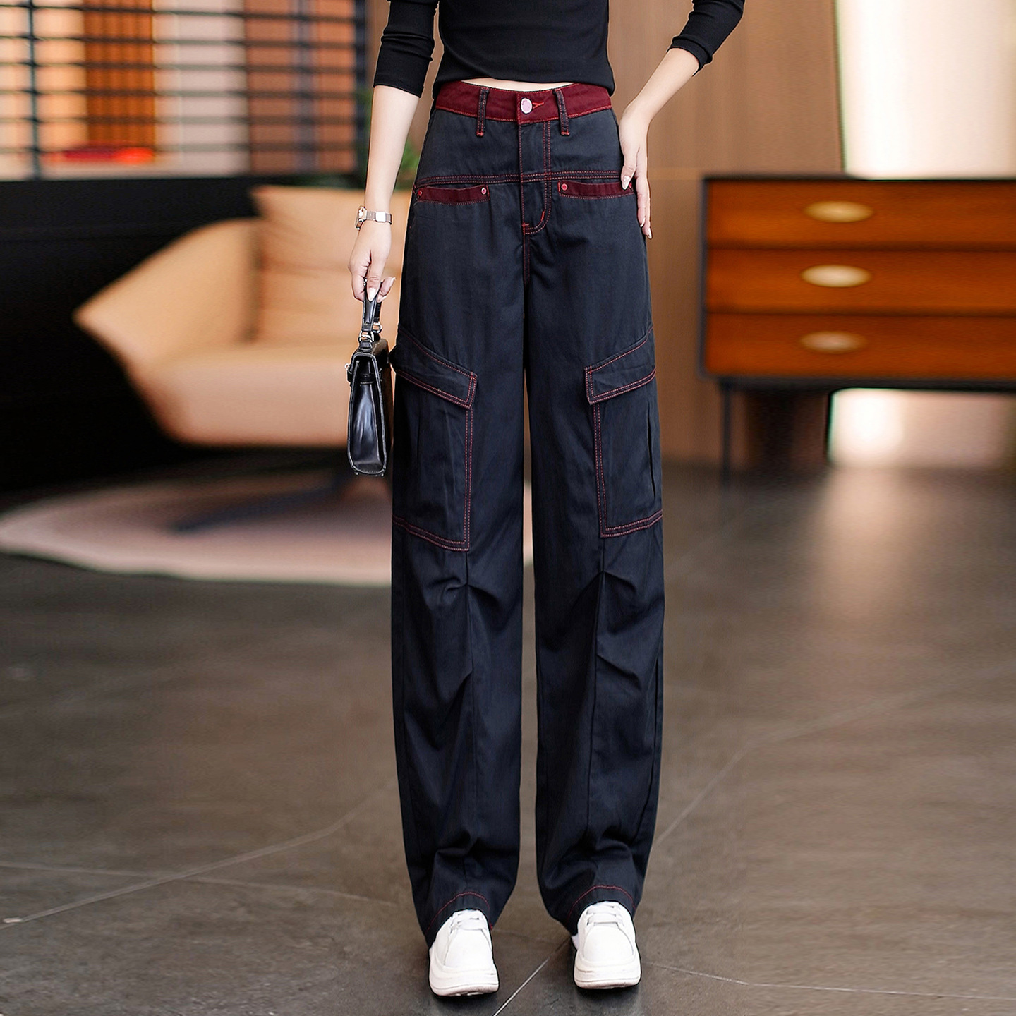 Women's Multi-Pocket Utility Cargo Jeans — High-Waist Straight Leg
