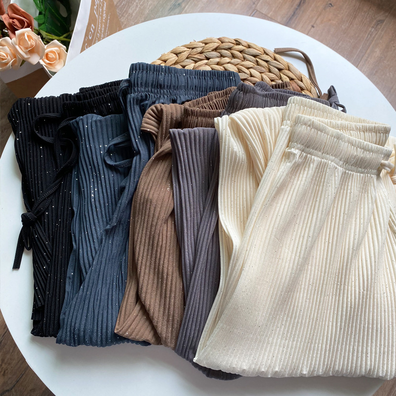 Women's High-Waist Pleated Wide-Leg Trousers