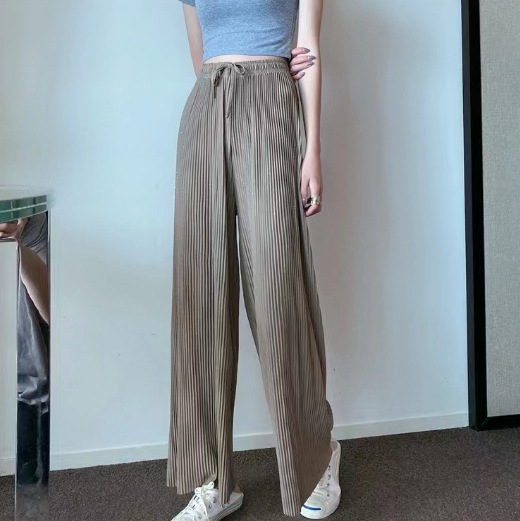 Women's High-Waist Pleated Wide-Leg Trousers