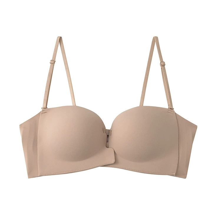 Womens Strapless Front Closure Bra Push Up Lift Bra Padded Add Cup