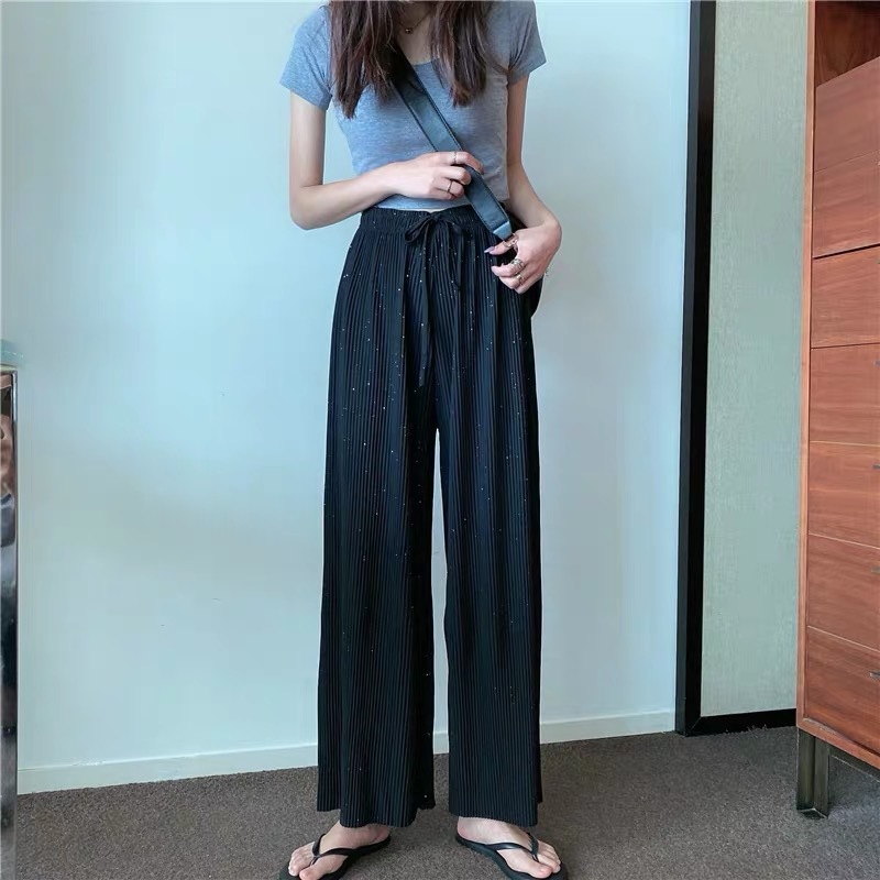 Women's High-Waist Pleated Wide-Leg Trousers