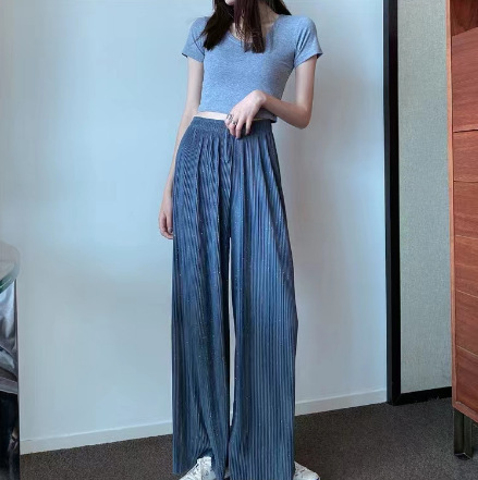 Women's High-Waist Pleated Wide-Leg Trousers