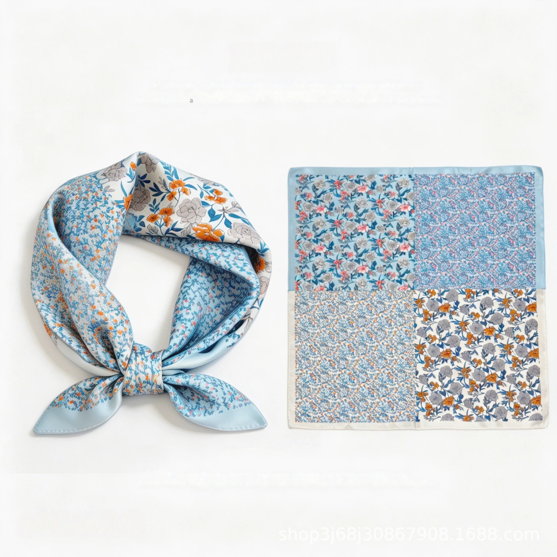 Elegant Satin Silk Scarf - 70cm Paisley Print Square