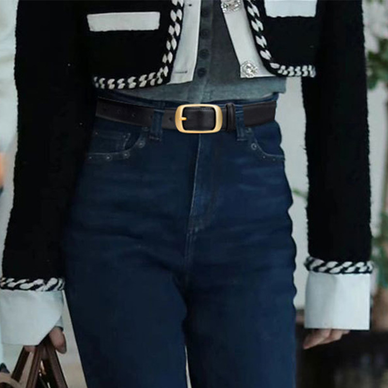Classic Pin Buckle Jeans Belt Korean Fashion Black Skinny Belt