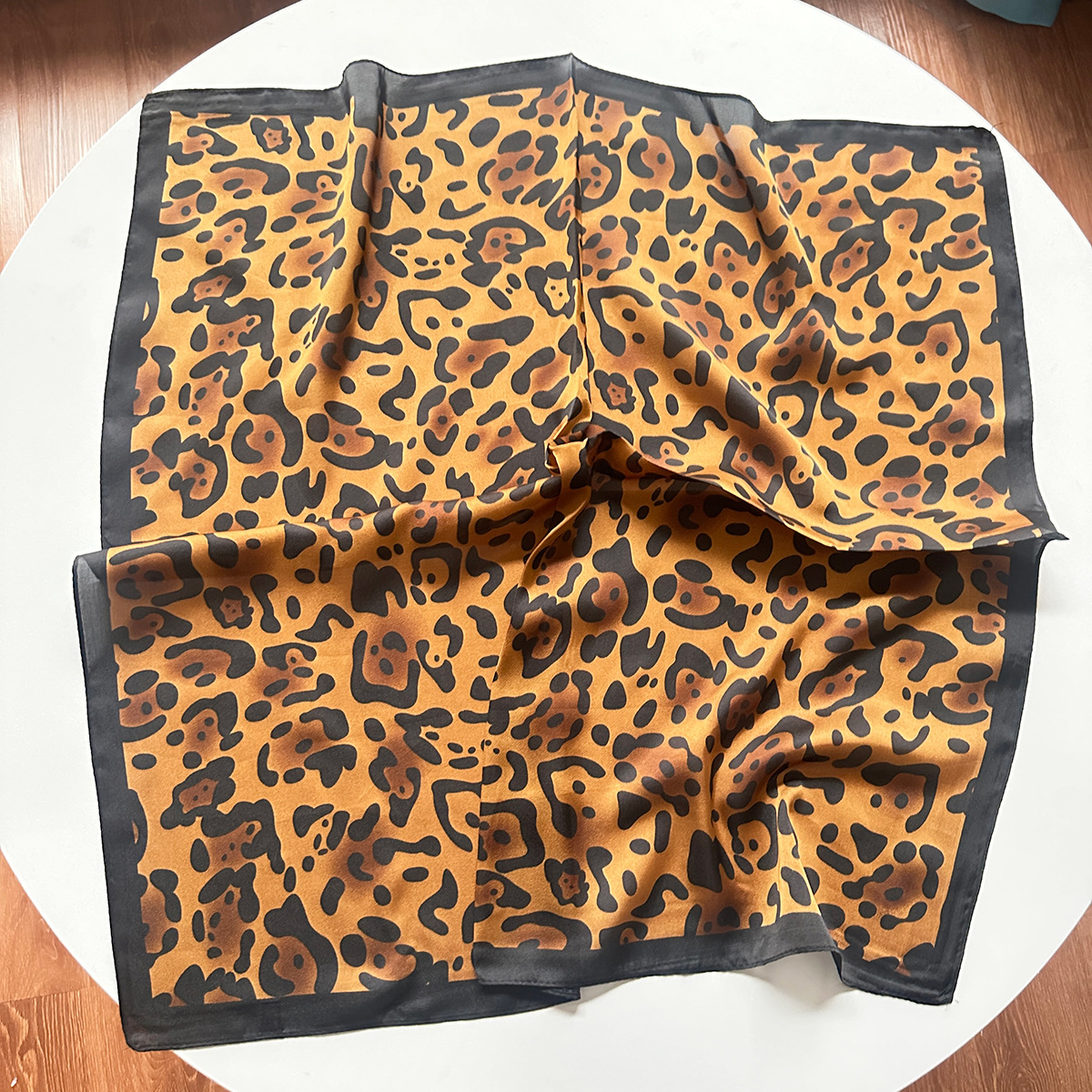 Trendy Leopard Print Square Scarf Bandana Hair Accessory