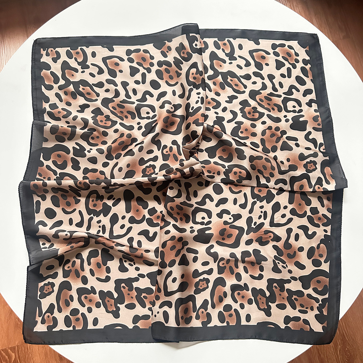 Trendy Leopard Print Square Scarf Bandana Hair Accessory
