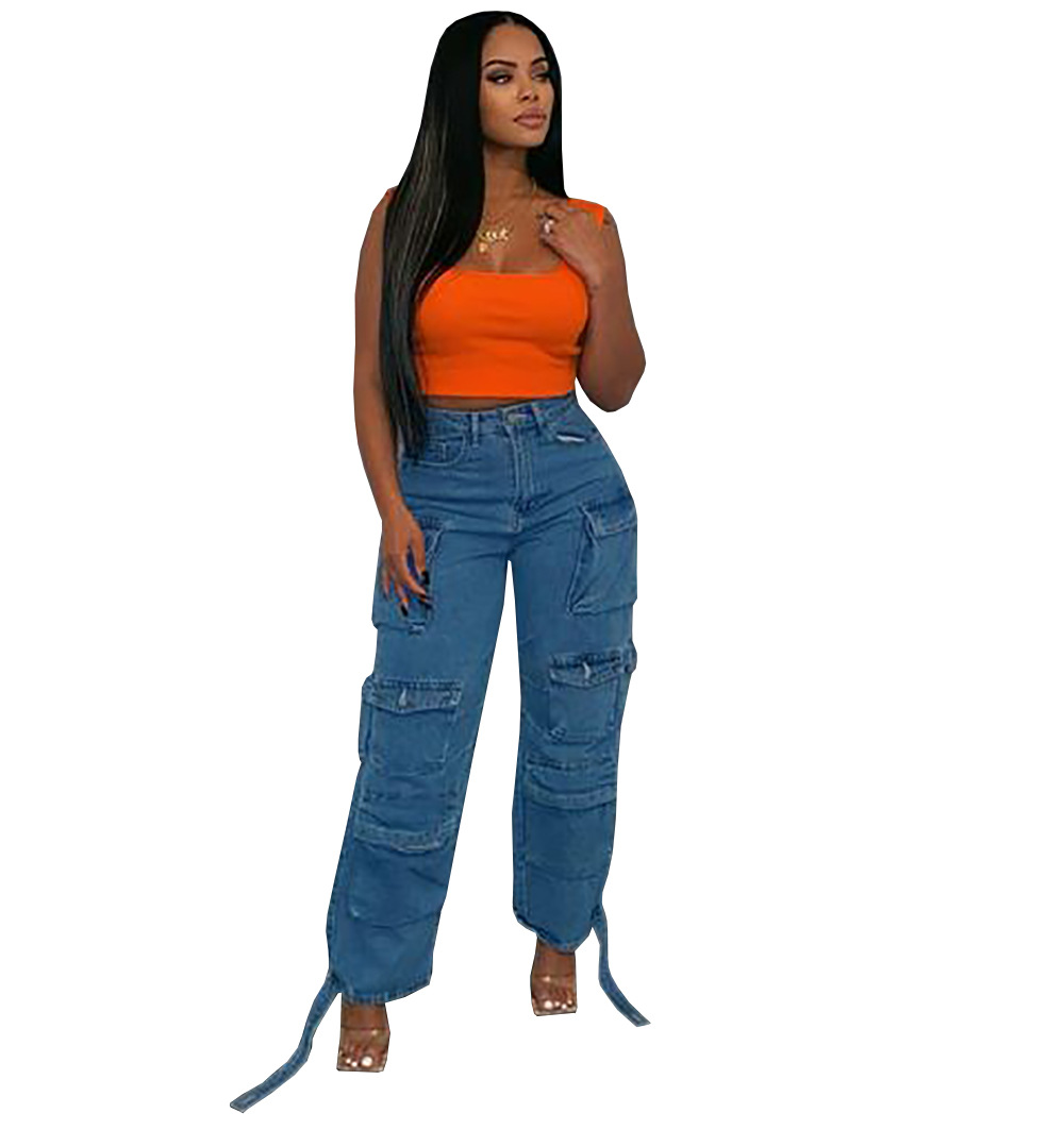Women's Street Style Multi-Pocket Cargo Jeans — Vintage Straight Leg