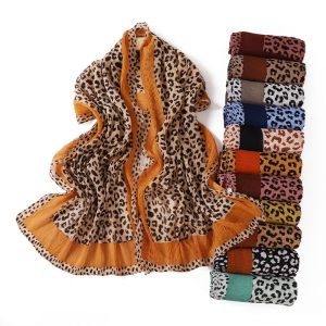 Leopard Print Cotton Square Scarf Vintage Bandana Head Scarf