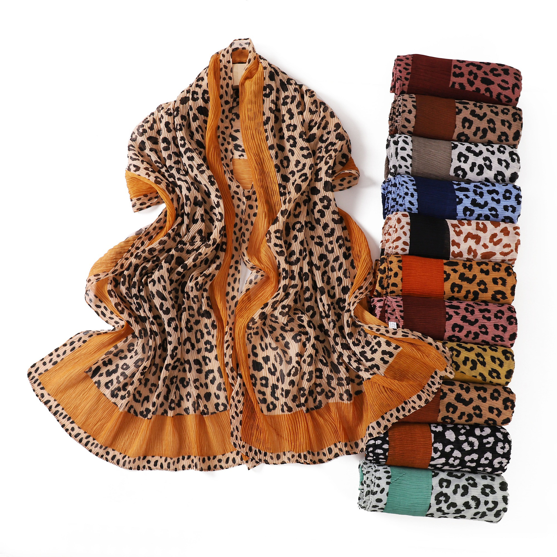 Leopard Print Cotton Square Scarf Vintage Bandana Head Scarf