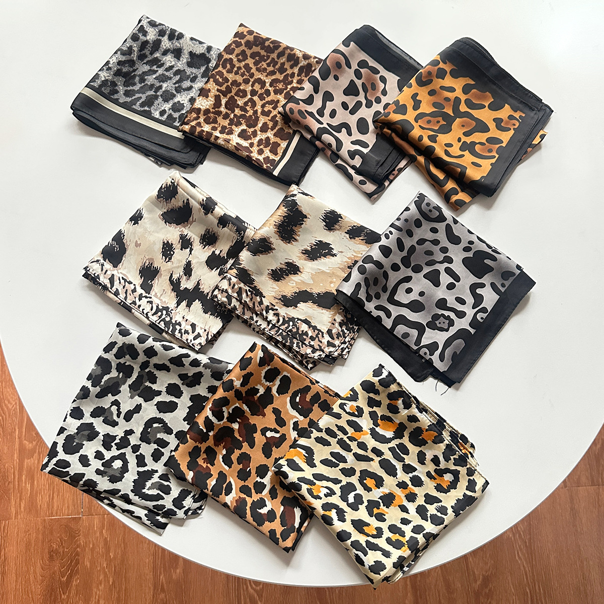 Trendy Leopard Print Square Scarf Bandana Hair Accessory
