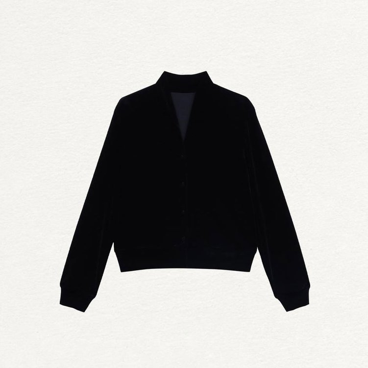 Velvet Blazer for Women — Black/dark Brown, V-neck, Button Front - image 6