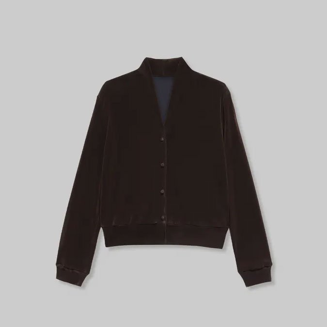 Velvet Blazer for Women — Black/dark Brown, V-neck, Button Front - image 7