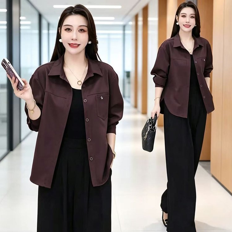 Oversized Shirt Jacket for Women — Olive Brown, Button-front, Chest Pocket - image 6