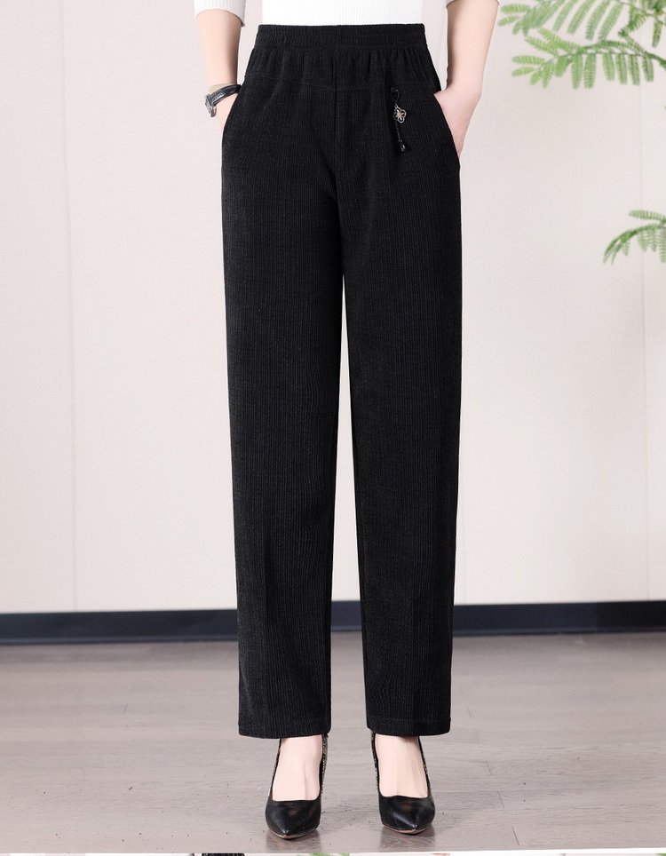 Wide-leg Trousers for Women — Burgundy, Ribbed Knit, Elastic Waist - image 7