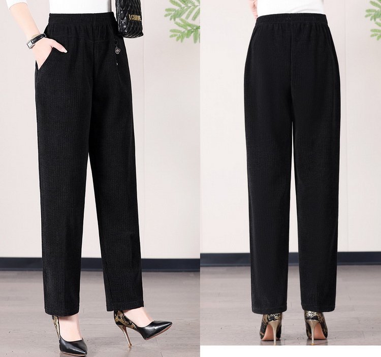 Wide-leg Trousers for Women — Burgundy, Ribbed Knit, Elastic Waist - image 8