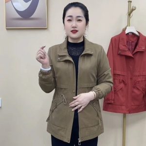 Utility Jacket for Women — Olive Green, Drawstring Pockets, Snap Buttons - image 1