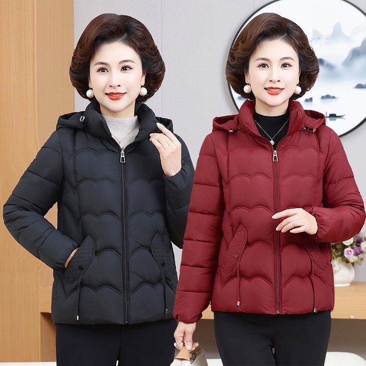 Puffer Jacket for Women — Burgundy/brown, Hooded, Quilted - image 3