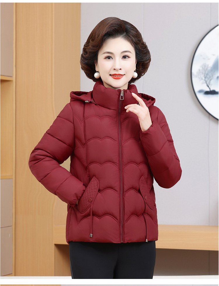 Puffer Jacket for Women — Burgundy/brown, Hooded, Quilted - image 6