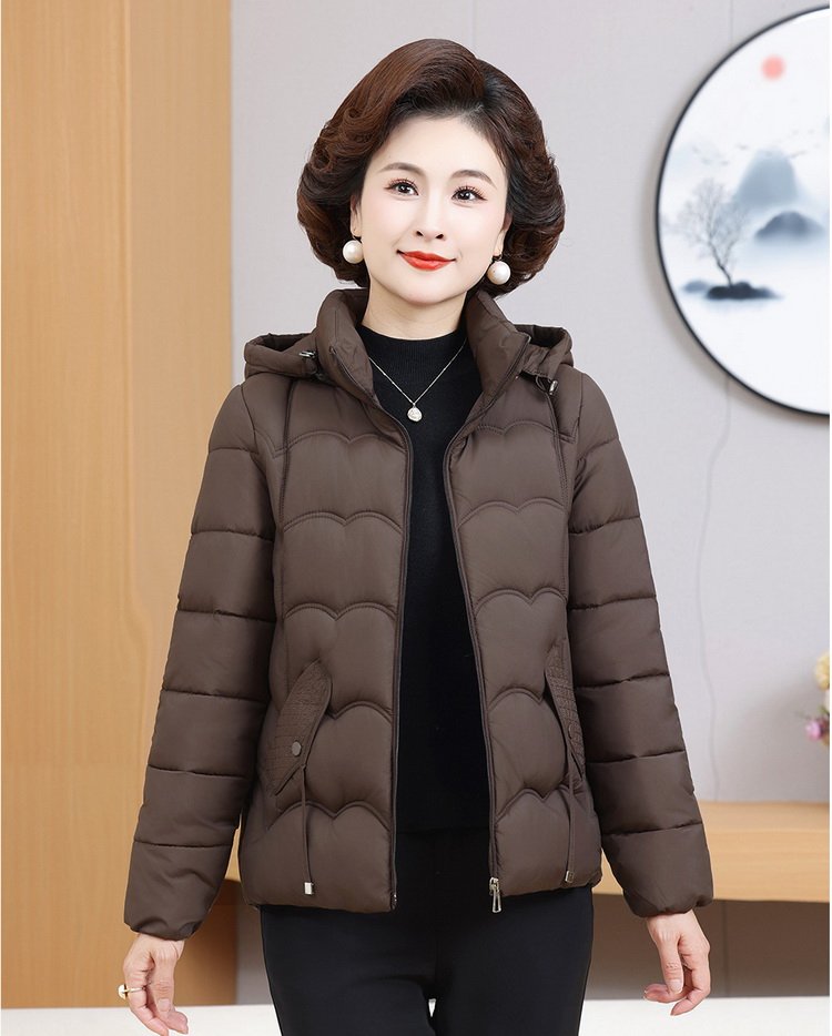 Puffer Jacket for Women — Burgundy/brown, Hooded, Quilted - Image 7