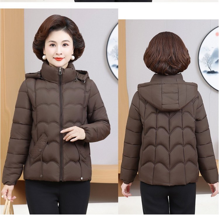 Puffer Jacket for Women — Burgundy/brown, Hooded, Quilted - image 8