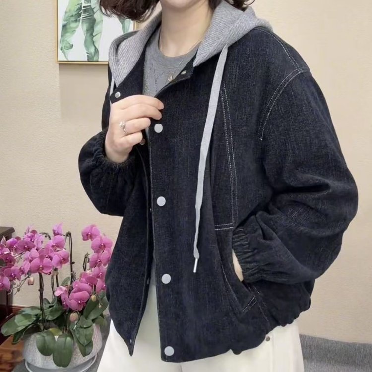 Sherpa Fleece Hooded Jacket for Women — Brown, Grey-Lined Hood, Button Front - image 3