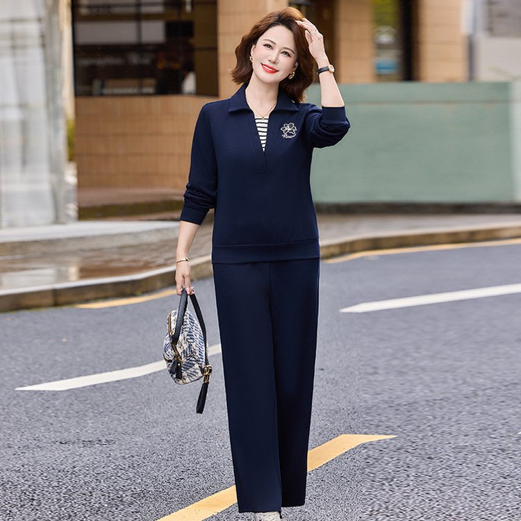 Polo Shirt & Wide-leg Trousers for Women — Burgundy, Navy, Embroidered Logo - image 4