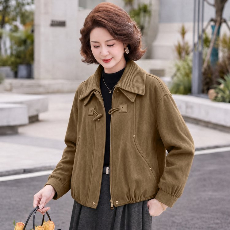 Corduroy Jacket for Women — Brown, Mustard, Button-front, Ribbed Collar - image 5