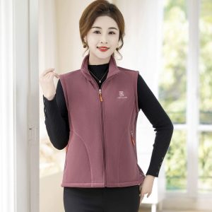 Fleece Vest for Women — Mauve, Full-zip, Side Pockets - image 1