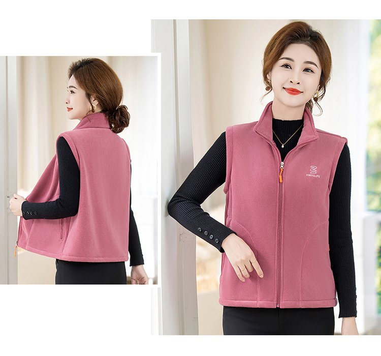 Fleece Vest for Women — Mauve, Full-zip, Side Pockets - image 5
