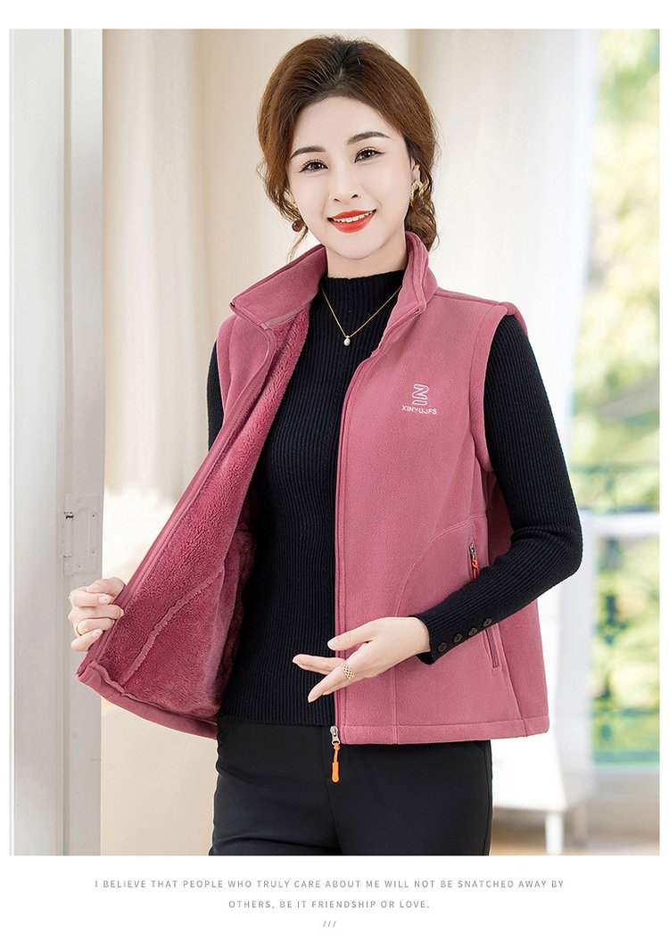 Fleece Vest for Women — Mauve, Full-zip, Side Pockets - image 6