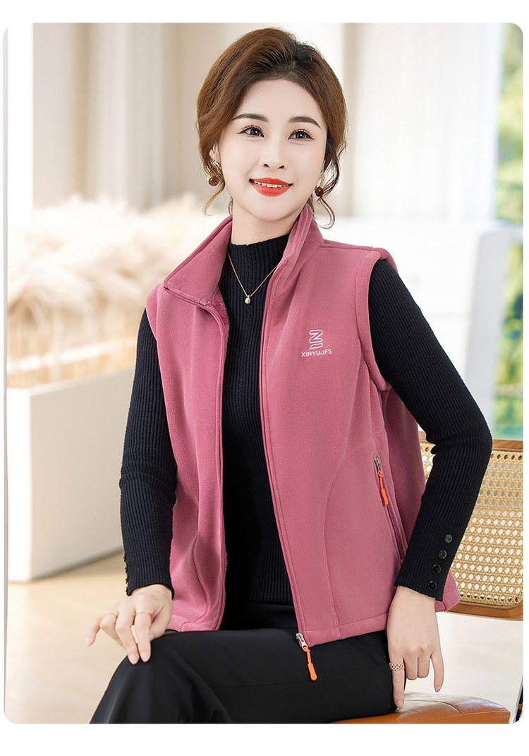 Fleece Vest for Women — Mauve, Full-zip, Side Pockets - image 7