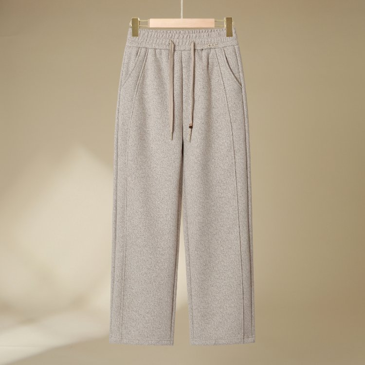 Wide-leg Trousers for Women — Beige, Dark Grey, Black, Elastic Waist, Pockets - image 2